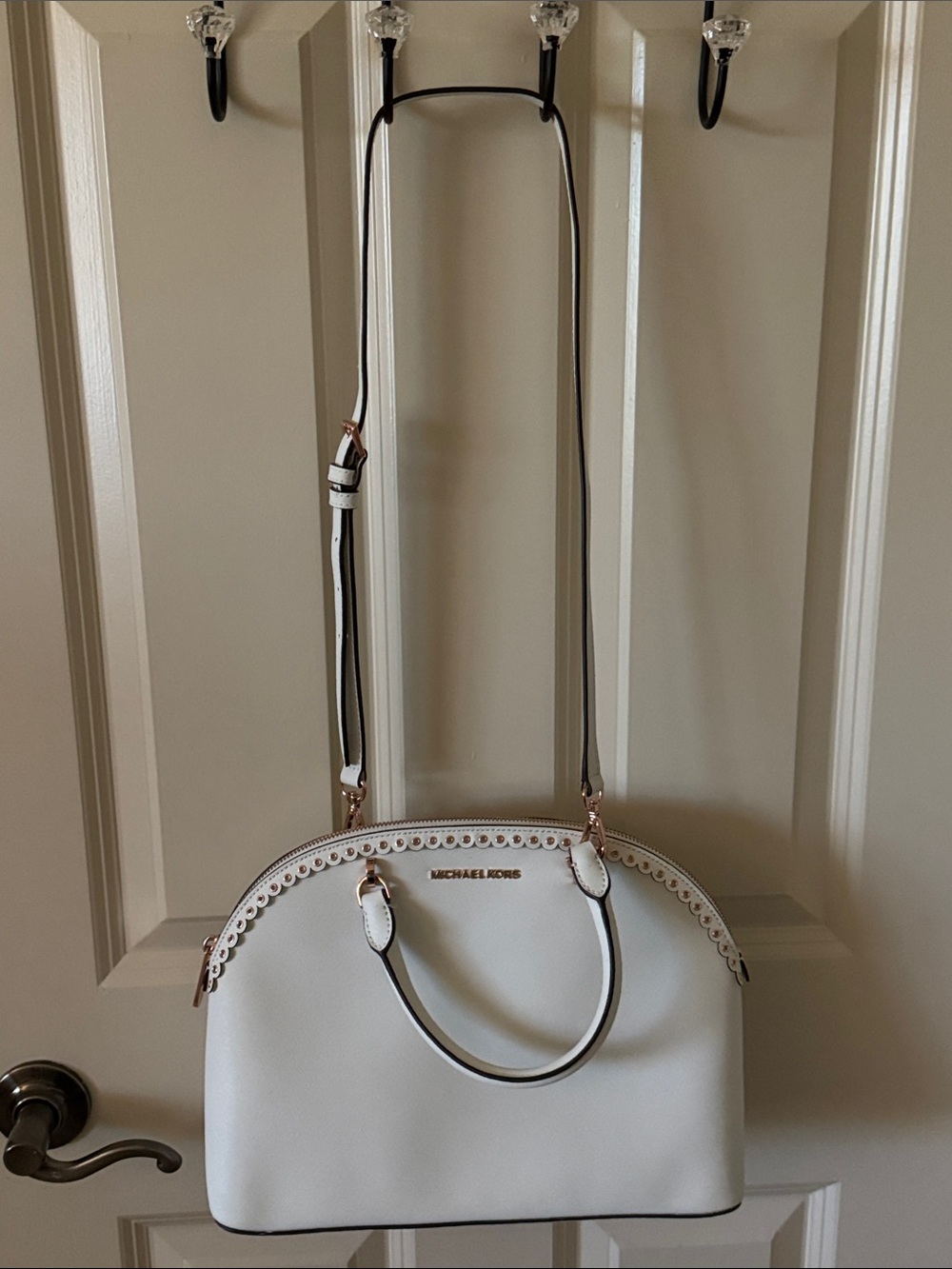 Michael Kors Women’s White Dome Satchel with Gold Hardware EUC